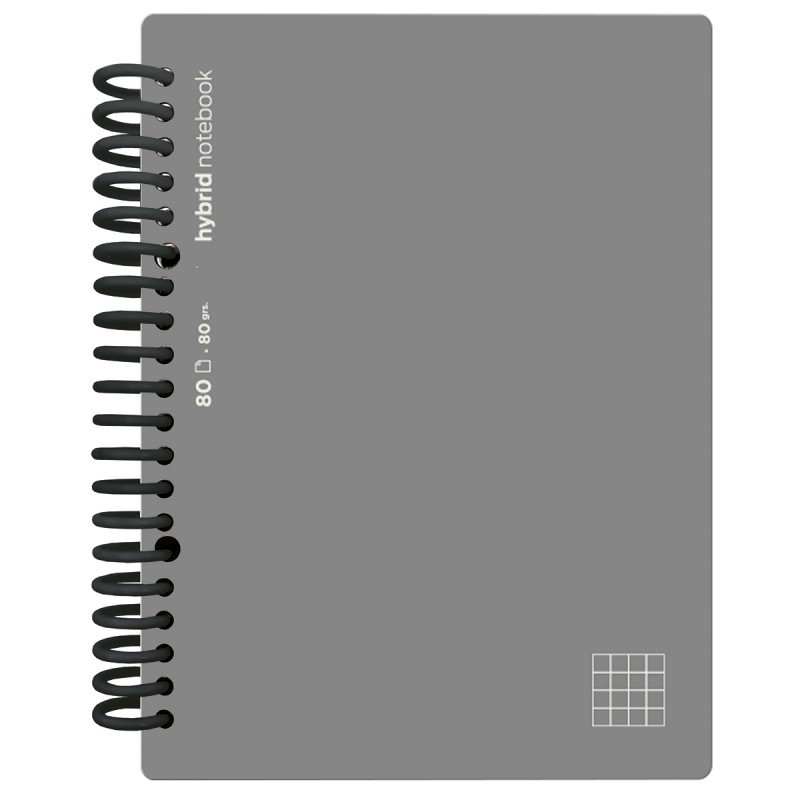 CUADERNO HYBRID A4 80H T POLIP CUADRO GRIS