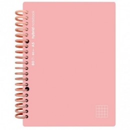 CUADERNO HYBRID A5 80H T PP CUADROS LISO NEGRO