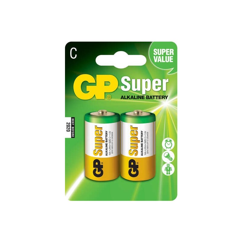 GP PACK DE 2 PILAS SUPER ALCALINAS LR14 C