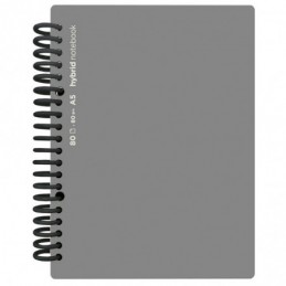 CUADERNO HYBRID A5 80H TAPA PP LISO GRIS