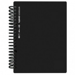 CUADERNO HYBRID A5 80H TAPA PP LISO NEGRO