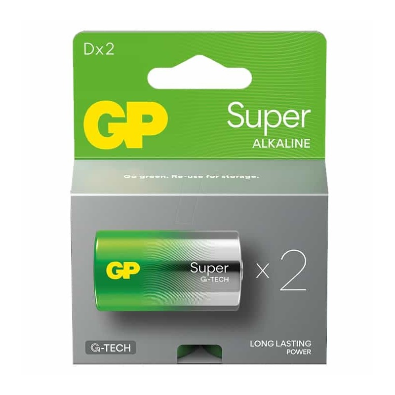 GP PACK DE 2 PILAS SUPER ALCALINAS LR20 D