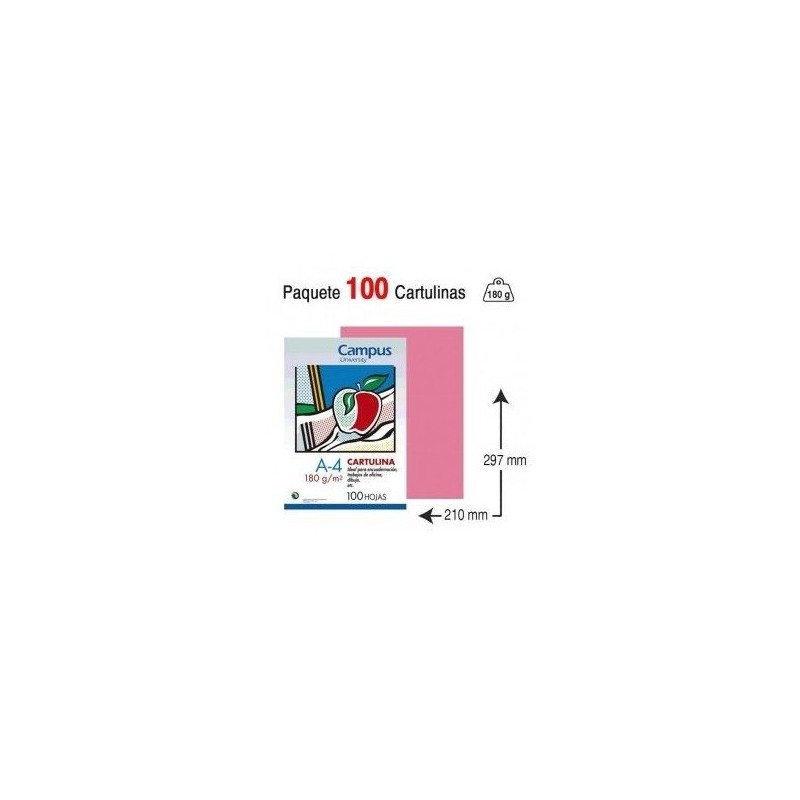 CARTULINA A4 P100 ROSA 180GR/M2