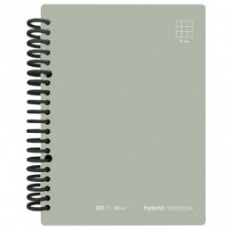 CUADERNO HYBRID A4 80H T CARTON CUADRO GRIS