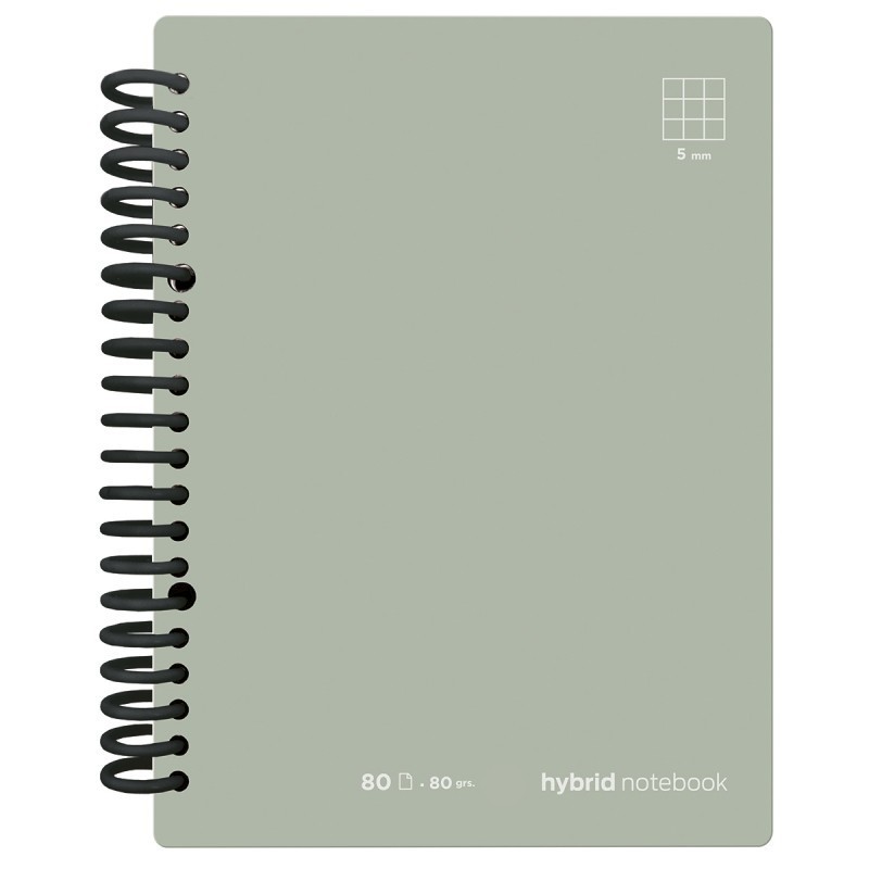 CUADERNO HYBRID A4 80H T CARTON CUADRO GRIS