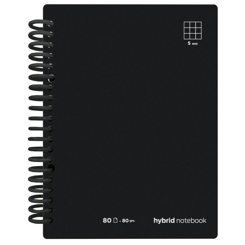 CUADERNO HYBRID A4 80H T CARTON CUADRO NEGRO