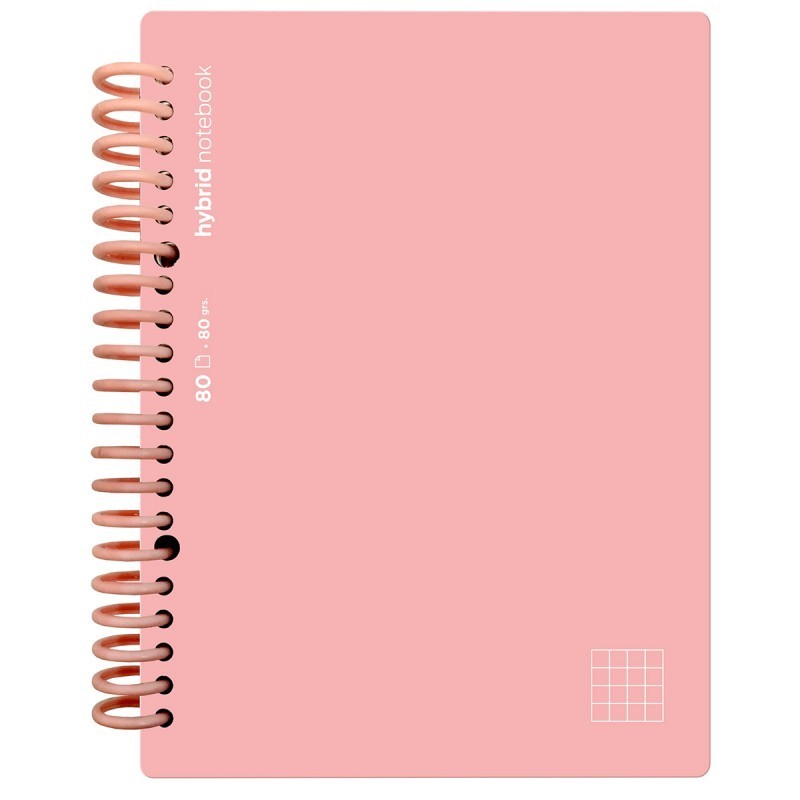 CUADERNO HYBRID A4 80H T POLIP CUADRO ROSA PASTEL