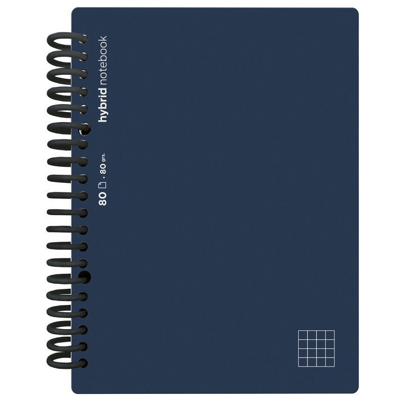 CUADERNO HYBRID A4 80H T POLIP CUADRO AZUL OSCURO