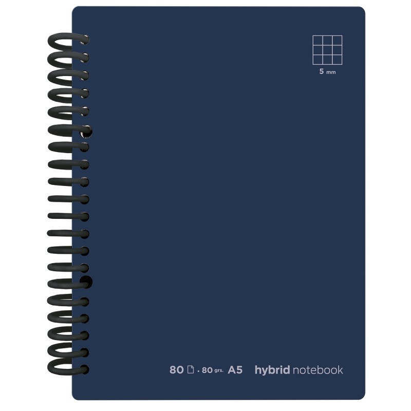 CUADERNO HYBRID A5 80H T CARTONCILLO CUADROS AZUL