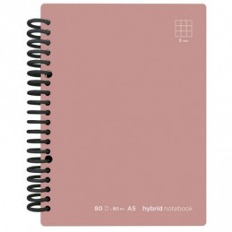 CUADERNO HYBRID A5 80H T CARTONCILLO CUADROS ROSA