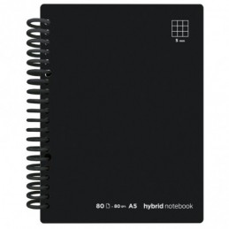 CUADERNO HYBRID A5 80H T CARTONCILLO CUADROS NEGRO