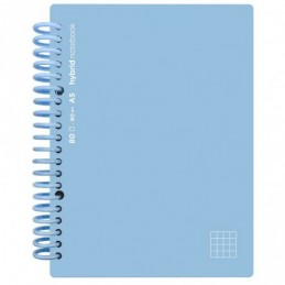CUADERNO HYBRID A5 80H T PP CUADROS AZUL PASTEL