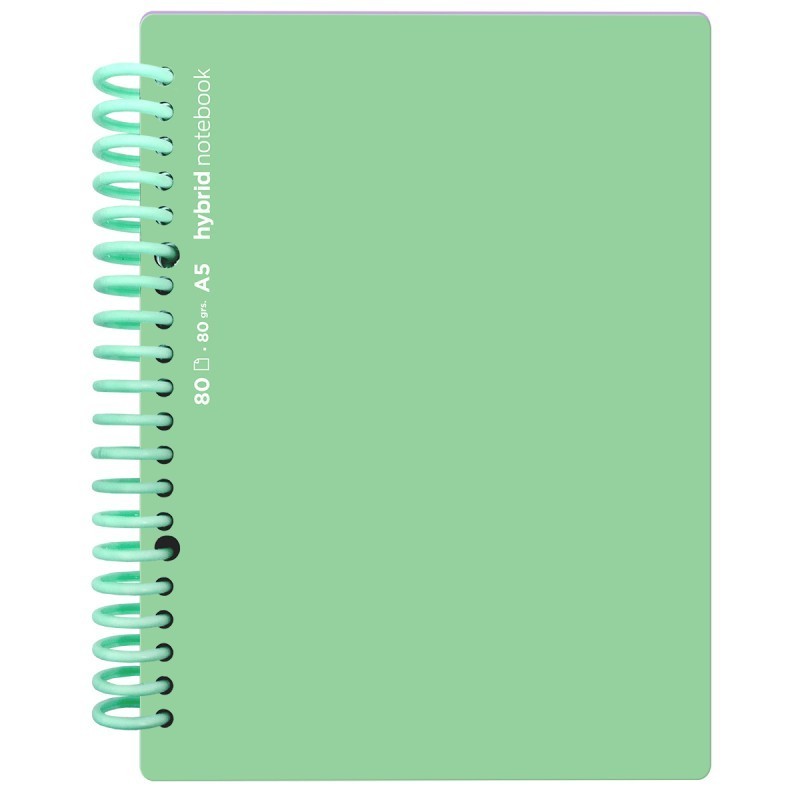 CUADERNO HYBRID A5 80H T PP CUADROS VERDE PASTEL