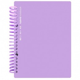 CUADERNO HYBRID A5 80H T PP CUADROS LILA