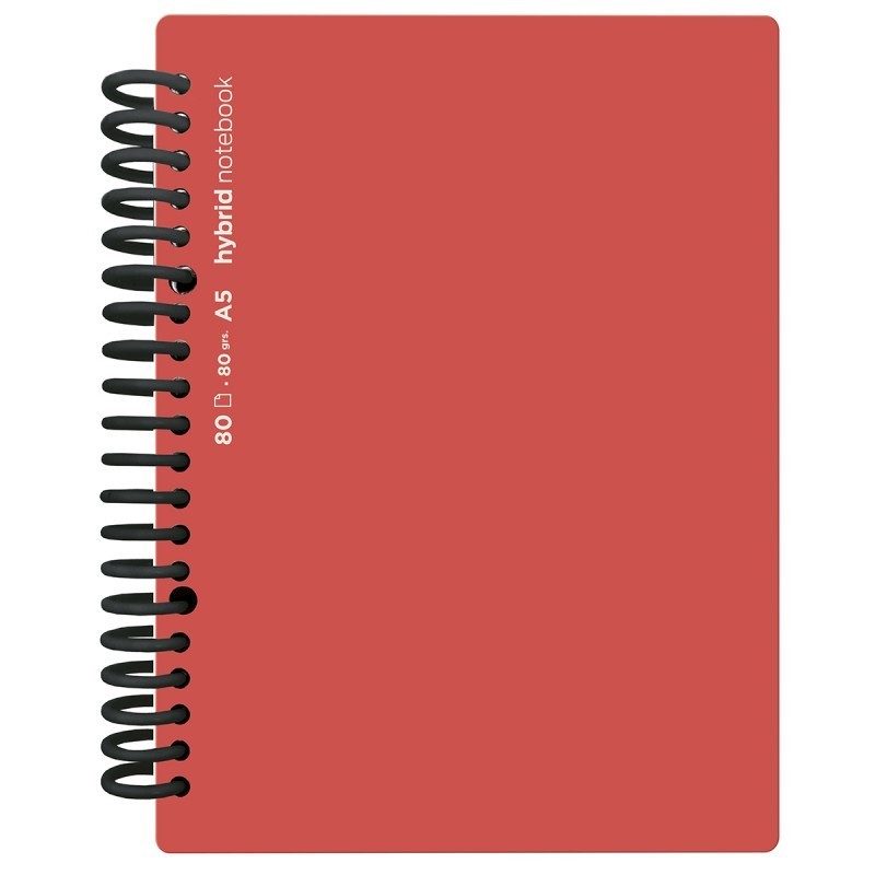 CUADERNO HYBRID A5 80H T PP CUADROS ROJO