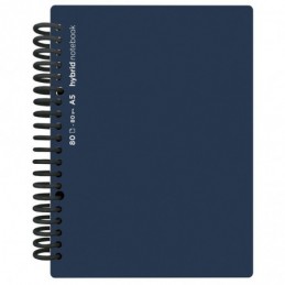 CUADERNO HYBRID A5 80H T PP CUADROS AZUL OSCURO
