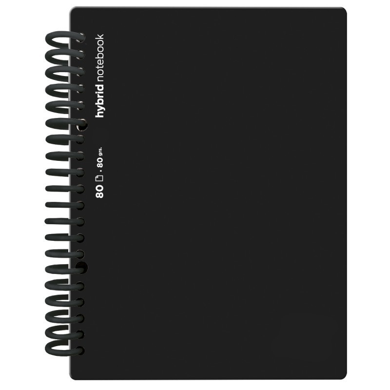 CUADERNO HYBRID A4 80H T POLIP LISO NEGRO