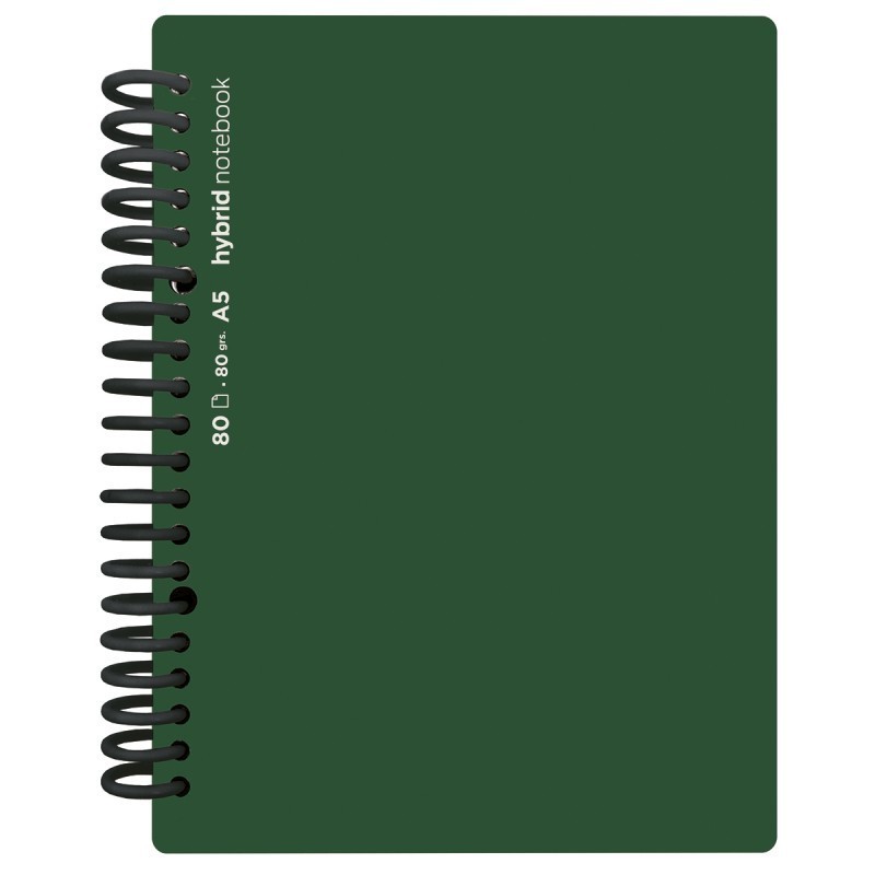 CUADERNO HYBRID A5 80H TAPA PP LISO VERDE OSCURO