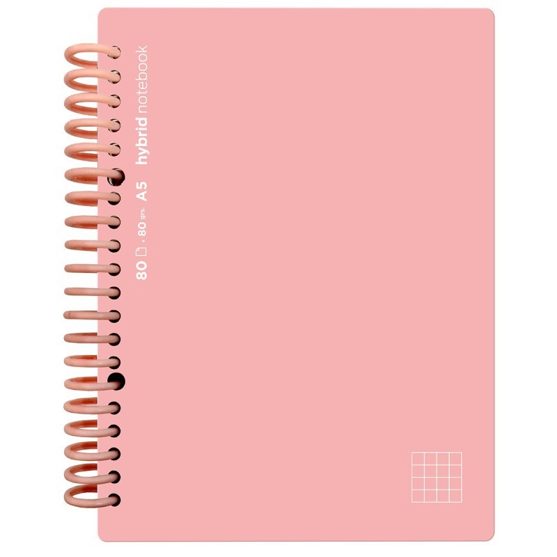 CUADERNO HYBRID A5 80H T PP PUNTEADA ROSA PASTEL
