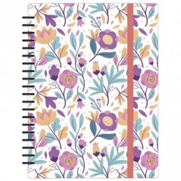 CUADERNO HYBRID A5 100H T POLIP DECOR PURPLE FLOWE
