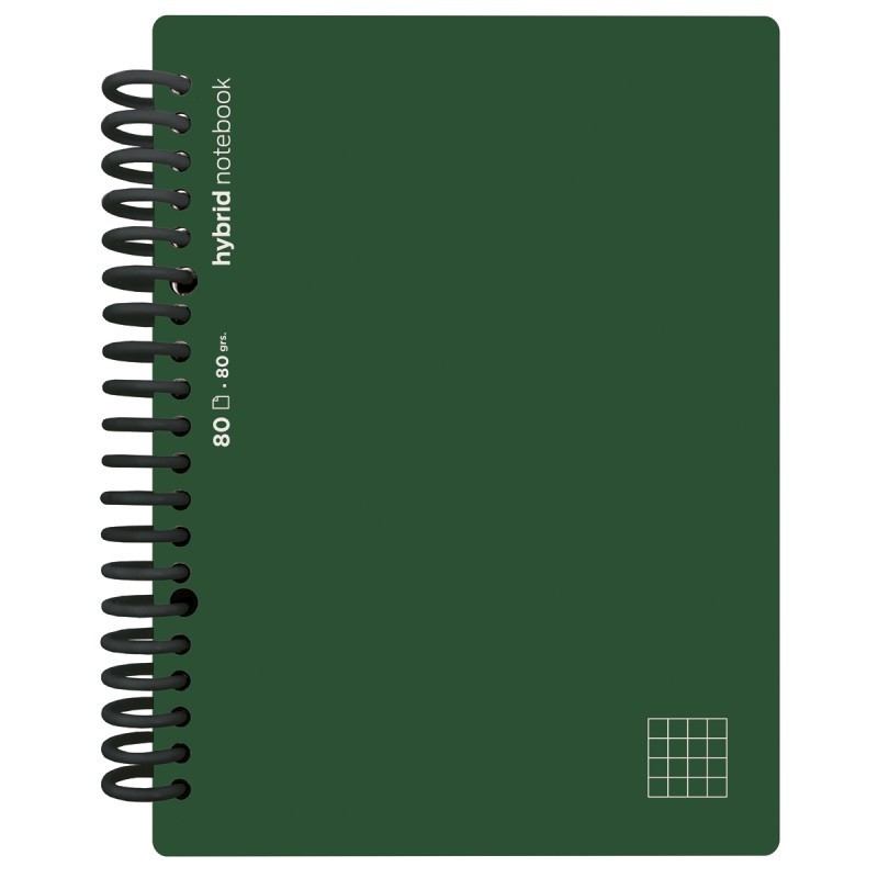 CUADERNO HYBRID A4 80H T POLIP CUADRO VERDE OSCURO