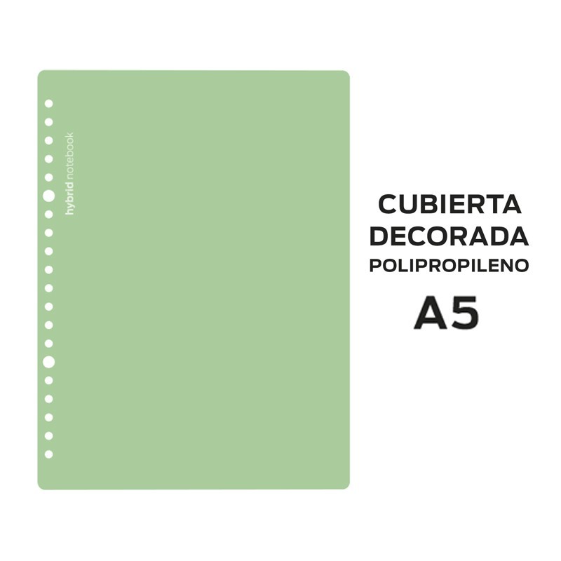 CUBIERTAS HYBRID A5 POLIPROPILENO VERDE PASTEL