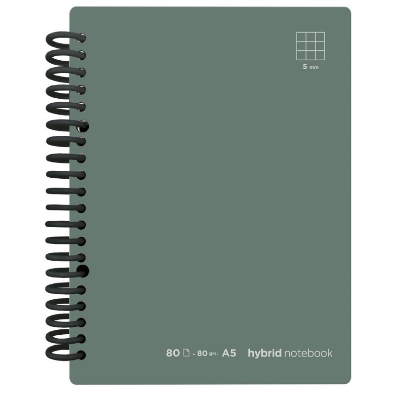 CUADERNO HYBRID A5 80H T CARTONCILLO CUADROS VERDE