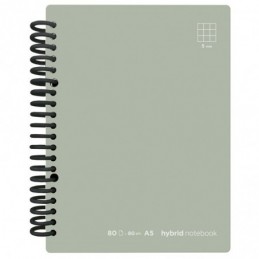 CUADERNO HYBRID A5 80H T CARTONCILLO CUADROS GRIS