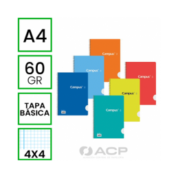 BLOC ESCOLAR A4 80H 3x3mm TAPA CARTON