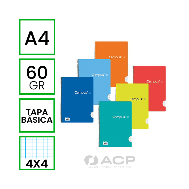BLOC ESCOLAR A4 80H 3x3mm TAPA CARTON