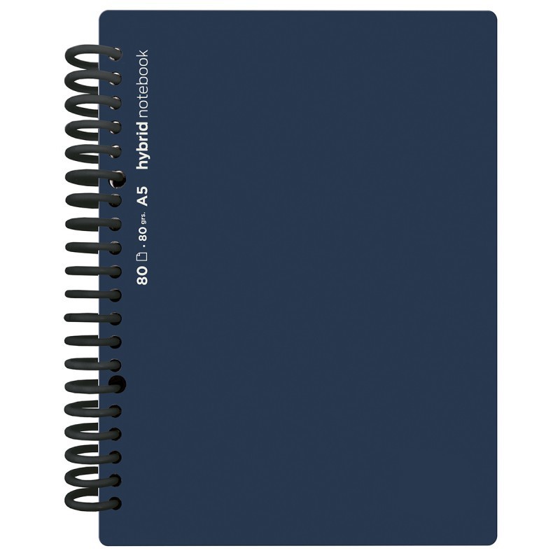 CUADERNO HYBRID A5 80H T PP CUADROS AZUL OSCURO