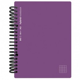 CUADERNO HYBRID A5 80H T PP CUADROS MORADO