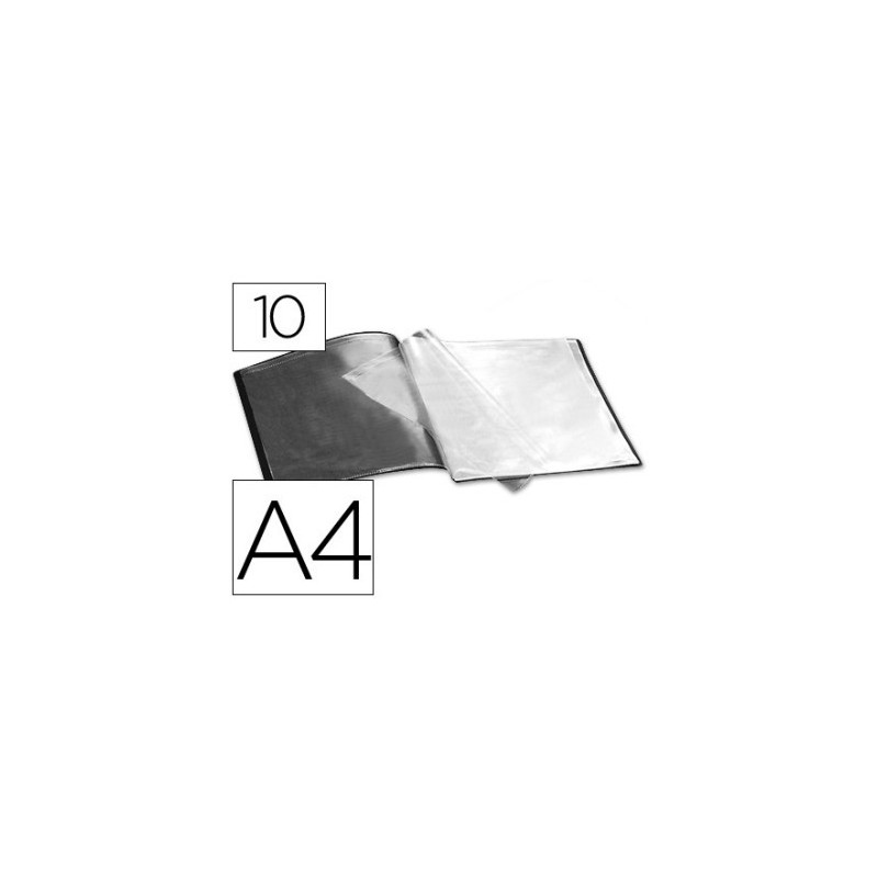 CARPETA 10 FUNDAS PP A4 NEGRO OPACO