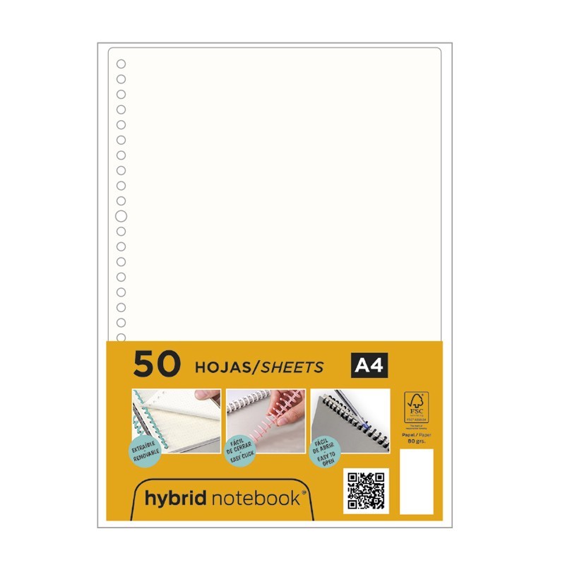 RECAMBIO HYBRID 50H A4 80GRS LISO