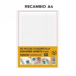 RECAMBIO HYBRID 50H A4 80GRS TIRA ROSA CUADRICULA
