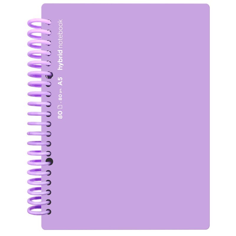 CUADERNO HYBRID A5 80H TAPA PP LISO LILA