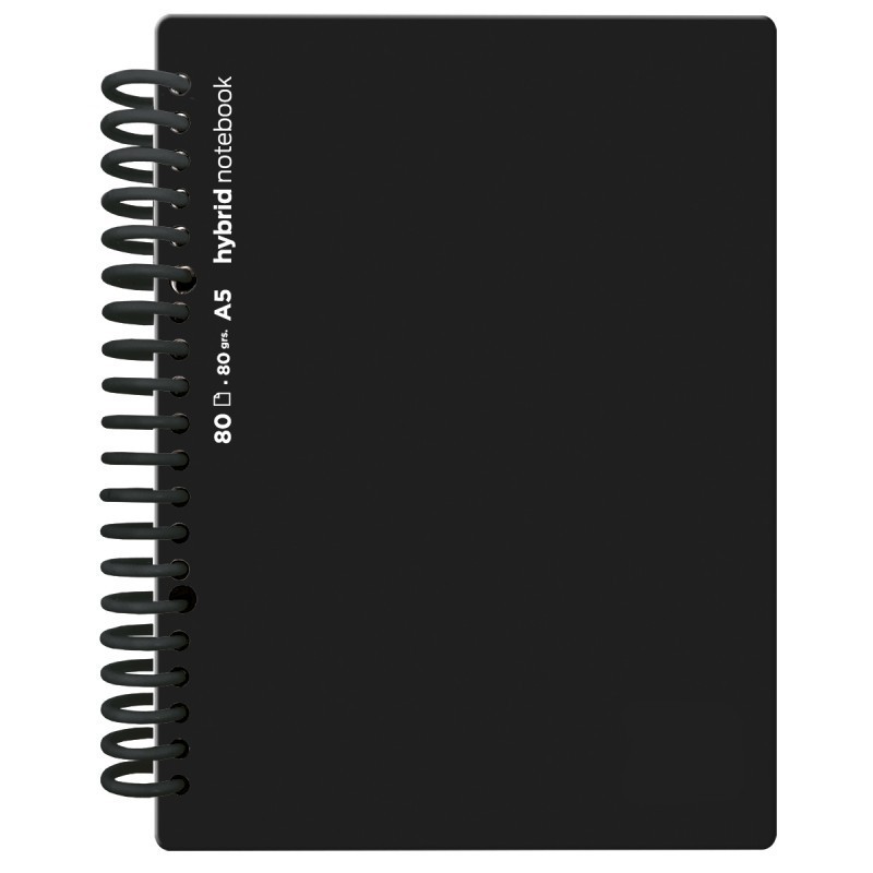 CUADERNO HYBRID A5 80H TAPA PP LISO NEGRO