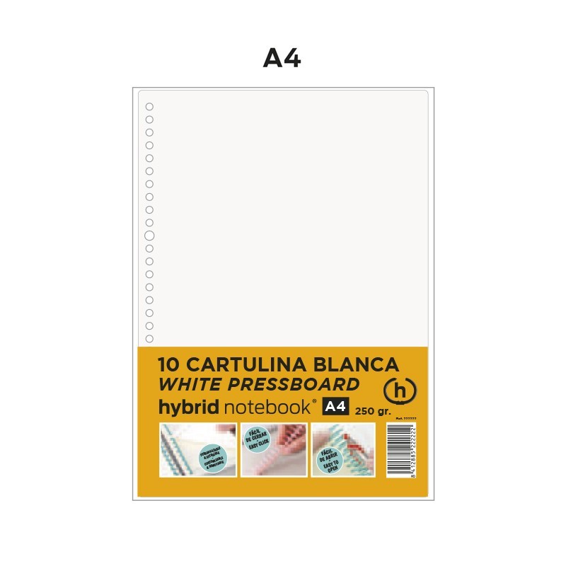 RECAMBIO HYBRID 10H A4 CARTULINA 250GR BLANCA