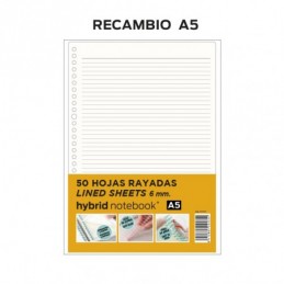 RECAMBIO HYBRID 50H A5 80GRS RAYAS