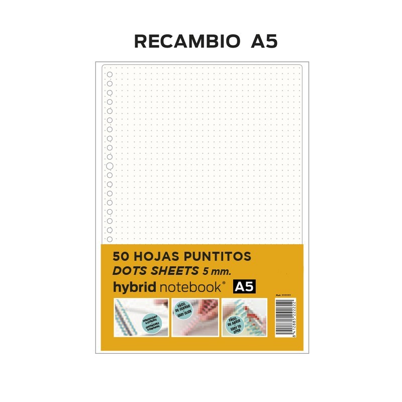 RECAMBIO HYBRID 50H A5 80GRS PUNTITOS