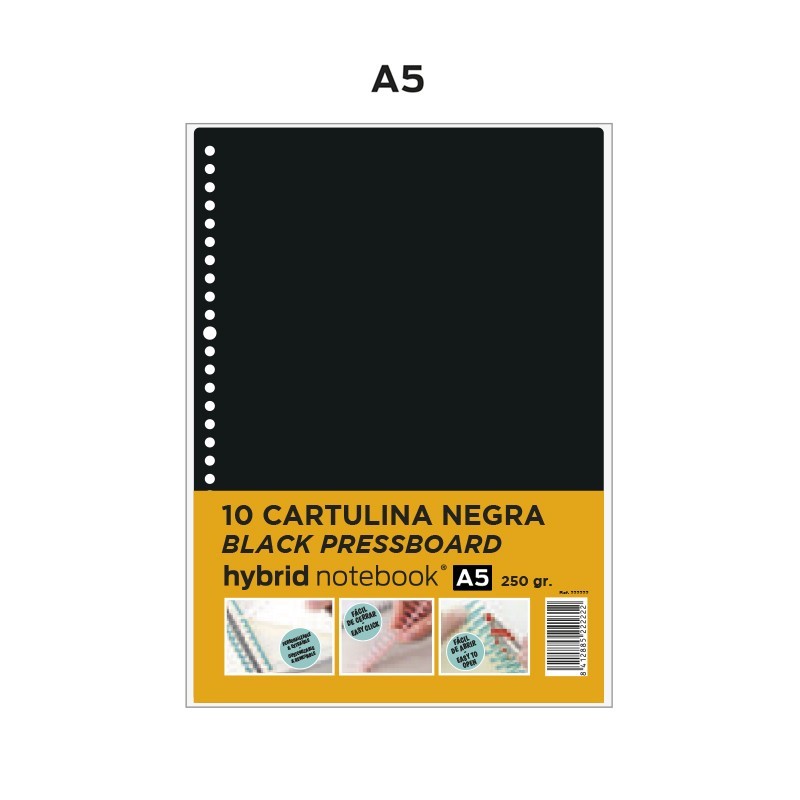 RECAMBIO HYBRID 10H A5 CARTULINA 250GR NEGRA