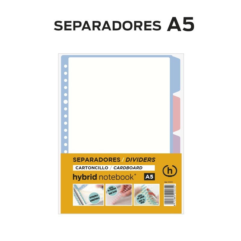 JUEGO 4 SEPARADORES CARTULINA A5 HYBRID