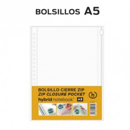 2 BOLSILLOS POLIPROPILENO CREMALLERA A5 HYBRID