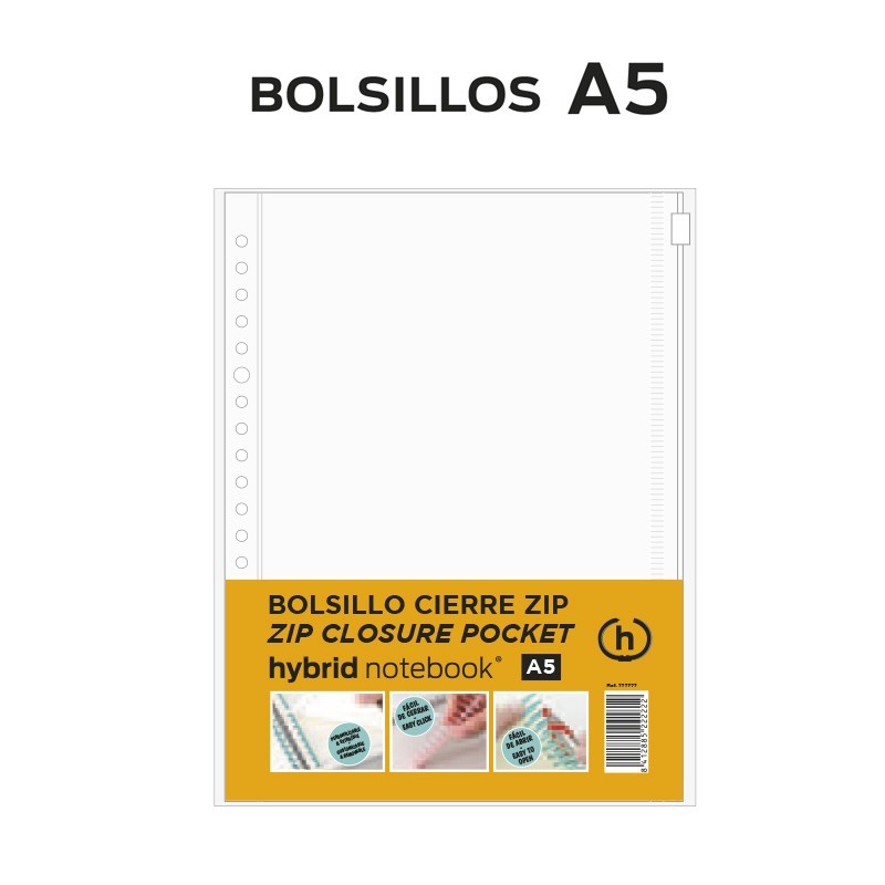 2 BOLSILLOS POLIPROPILENO CREMALLERA A5 HYBRID