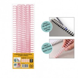 PACK 4 ESPIRALES HYBRID A4 13MM ROSA