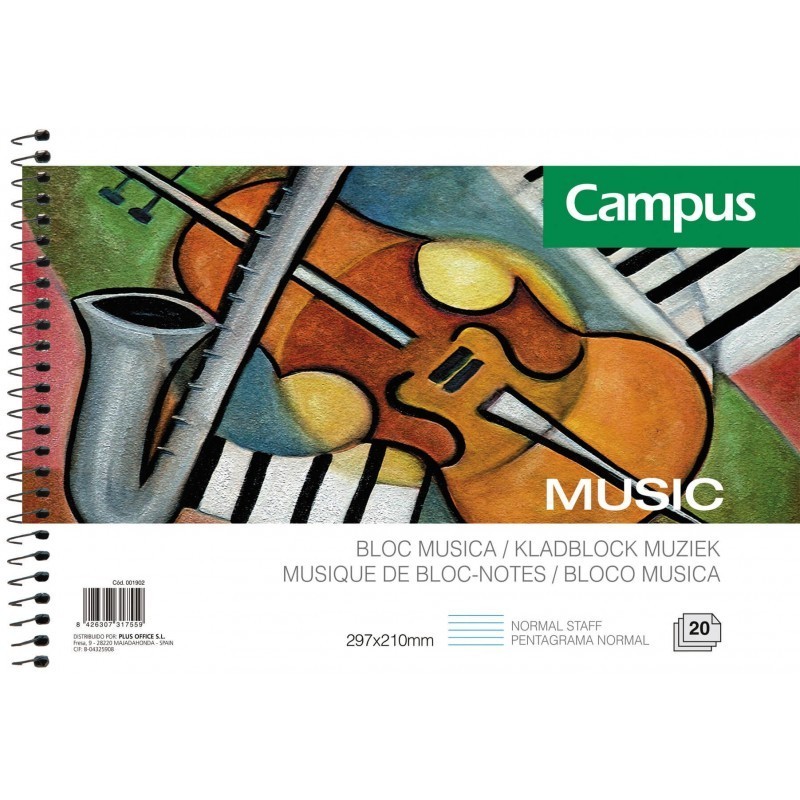 BLOC MUSICA A4 20 HOJAS 80GR CAMPUS PENTAGRAMA NOR