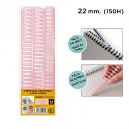 PACK 4 ESPIRALES HYBRID A4 22MM ROSA