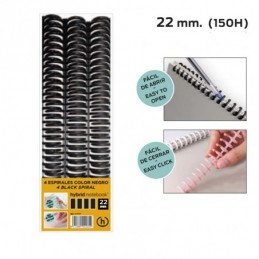 PACK 4 ESPIRALES HYBRID A4 22MM NEGRO