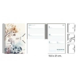 AGENDA POL. ESPIRAL 13.5x21 S/V ACUARELA SUR.2025