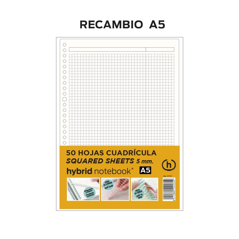 RECAMBIO HYBRID 50H A5 80GRS CUADROS